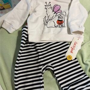 Cat & Jack White Sweatshirt and Striped Pants Set